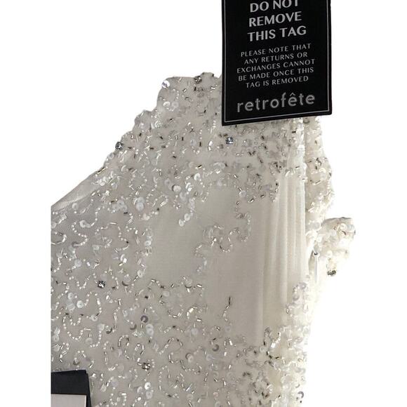 Retrofete Billie Dress Sleeveless Sequin Bodycon Knee Length Crystal White NWT M - Picture 7 of 16